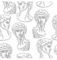 Classical Man Head Bust David Seamless Pattern