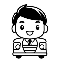 Cute Cartoon Taxi Driver Character Isolated On