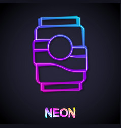 Glowing Neon Line Soda Can Icon Isolated On Black