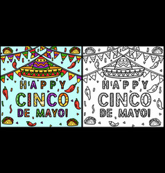 Happy Cinco De Mayo Banner Coloring