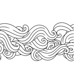 Seamless Pattern With Wave Line Curls Monochrome