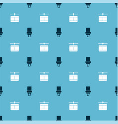 Set Safety Belt And Cable Car On Seamless Pattern