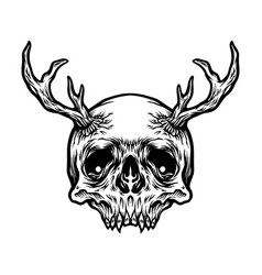 Skull With Deer Horns Outline