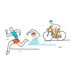 Triathlon Cycling Swimming Line Art