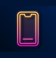 Glowing Neon Line Food Ordering On Mobile Icon