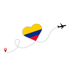 Airplane Flight Route With Colombia Flag Inside