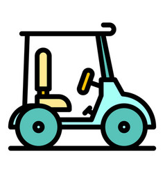 Driving Golf Cart Icon Color Outline