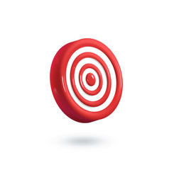 3d Red Target Icon In Cartoon