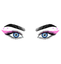 Female Eyes With Pink Makeup