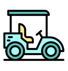 Big Golf Cart Icon Color Outline