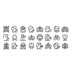 Deep Breath Icons Set Outline Exercise