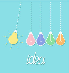 Hanging Colorful Yellow Light Bulb Switch On Off