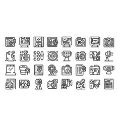 Photography Courses Icons Set Outline