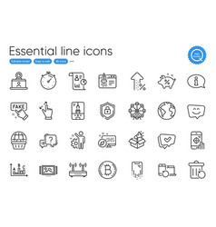 Wifi Online Shopping And Timer Line Icons