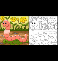 Worm Coloring Page Colored