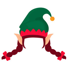 Elf Hat With Pigtails And Ears Santa Claus Helper