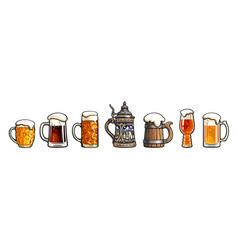 Hand Drawn Set Of Beer Mugs And Glasses