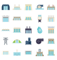 Hydro Power Icons Set Flat Eco Water