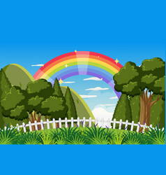 Nature Background With Rainbow In The Sky