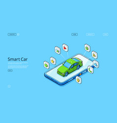 Smart Car Isometric Landing Autonomous Automobile