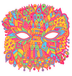 Mardi Gras Fantasy Mask - Outline Isolated Element