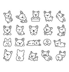 Cute Kawaii Corgi Dog Coloring Page Funny Puppy