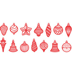 Set Of Different Christmas Tree Toys Drawing