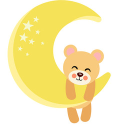 Cute Teddy Bear Hanging On Yellow Moon