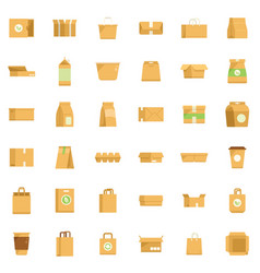 Eco Packaging Icons Set Flat Eco Waster