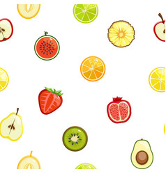 Summer Color Seamless Pattern With Half Fruits