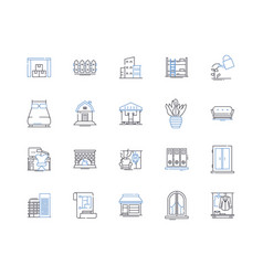 Tenement And Housing Line Icons Collection