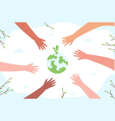 Children Hands Save Earth Sustainability World