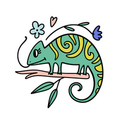 Cute Quirky Green Color Chameleon Baby Character