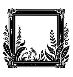 Rectangle Floral Frame Silhouette Isolated