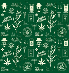 Seamless Pattern In Retro Style On Marijuana