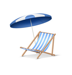 3d Realistic Beach Sunbed With Umbrella Wooden