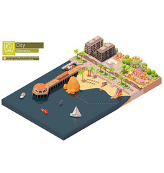 Isometric Beach Pier And Amusement Park