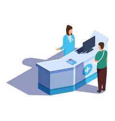 Isometric Hospital Reception With Doctor