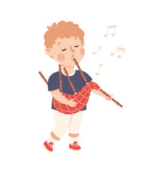 Little Boy Playing Bagpipe Musical Instrument