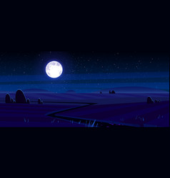 Rural Landscape With Agriculture Fields At Night