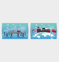 Bundle Business People With Usa And China Flags