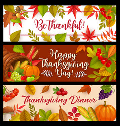 Happy Thanksgiving Day Banners Cornucopia