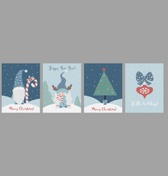 Collection Christmas Cards With Scandinavian Gnome