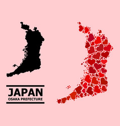 Red Love Collage Map Osaka Prefecture