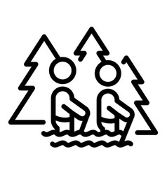 Summer River Trip Icon Outline Travel Eco