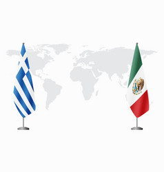 Greece And Mexico Flags For Official Meeting