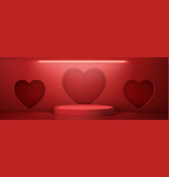 Red Room With Podium Or Stage And Hearts Valentine