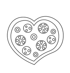 Cartoon Pizza In The Shape Of A Heart Color