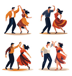 Couples Dancing Salsa Vibrant Outfits Men Women