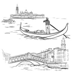 Gondolier Near Lido Island Rialto Bridge Venice